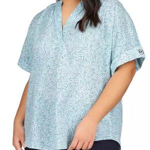 MICHAEL Michael Kors Plus Size Shibori Coral Short Sleeve Blouse NWT size 2X
